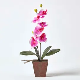 Homescapes KUNSTBLUME Orchidee rosa im Deko-Topf, 48 cm