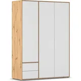 Rauch Möbel NABILA Drehtürenschrank »Kleiderschrank Kleiderschränke, Garderobe 3-türig, 2 Schubkästen, Push-to-Open Farbe Alpinweiß/Eiche Artisan, 140x194x53cm