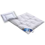 ARO ARTLÄNDER Hochwertiges Daunenbett & Daunendecke 100cm x 135cm 40cm x 60cm | Daunen und Federn Klasse 1 | Hülle 100% Baumwolle weiß | voll waschbar | Praktische Tragetasche | Deutsches Qualitätsprodukt