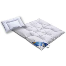 ARO ARTLÄNDER Hochwertiges Daunenbett & Daunendecke 100cm x 135cm 40cm x 60cm | Daunen und Federn Klasse 1 | Hülle 100% Baumwolle weiß | voll waschbar | Praktische Tragetasche | Deutsches Qualitätsprodukt