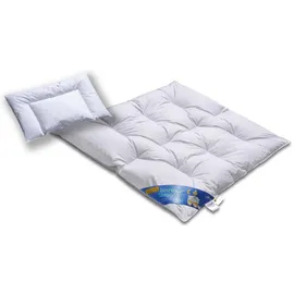 ARO ARTLÄNDER Hochwertiges Daunenbett & Daunendecke 100cm x 135cm 40cm x 60cm | Daunen und Federn Klasse 1 | Hülle 100% Baumwolle weiß | voll waschbar | Praktische Tragetasche | Deutsches Qualitätsprodukt