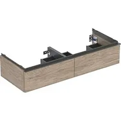 Geberit iCon Doppelwaschtisch-Unterschrank 502314JR1 118,4x24,7x47,6cm, 2 Schubladen, nussbaum/Griff lava matt