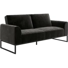 CosmoLiving by Cosmopolitan Schlafsofa Adley, mit Schlaffunktion, Rückenlehne 2-teilig 3 Positionen, schwarz, B:218cm H:84cm T:89cm, Veloursstoff 100% Polyester, COSMOLIVING BY COSMOPOLITAN, Sofas, Schlafsofa, Veloursstoff,