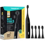 happybrush Eco Vibe 3 Allblack + Aufsteckbürsten 4 St.