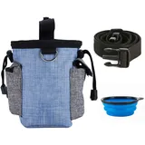 MYKOMI Ein Hundefutterbeutel,Und EIN Wassernapf,Futterbeutel Hunde,Futterbeutel Hundetraining,Leckerli Tasche Haustier,Leckerlie-Tasche für das Training & die Welpen-Erziehung (Blau Kleines)