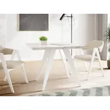 WFL GROUP Esstisch Quadro ausziehbar quadratisch loft mit weißen Holzbeinen (MADE IN EU, erhältlich in zwei Größen – 100/100 cm, ausziehbar auf 150/200 cm), platzsparender Tisch für kleine Küche, Esszimmer oder Wohnzimmer weiß