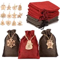 Jutesäckchen für Adventskalender Weihnachten Adventszahlen Zahlen Holz Deko H...