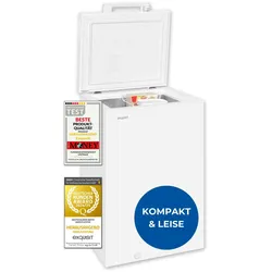 Exquisit Gefriertruhe GT5100-010E weiss | 95 l Nutzinhalt | 4*-Gefrieren | Temperaturregler | Mit Einhängekorb | Wasserauslass