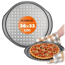 Kadax Pizzaform aus Antihaftschicht, Pizzablech mit komfortablen Griffen, Backblech,