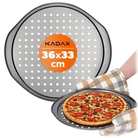 Kadax Pizzaform aus Antihaftschicht, Pizzablech mit komfortablen Griffen, Backblech,