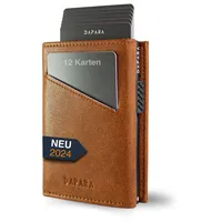 DAPARA Slim Wallet mit Münzfach & RFID-Schutz - Slim Wallet Herren - Karten Geldbeutel Herren Leder - Kreditkartenetui Herren - Smart Wallet Herren - Karten Portemonnaie Herren & Damen - Cognac