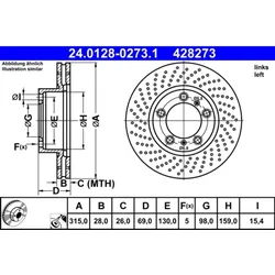 Bremsscheibe ATE 24.0128-0273.1 für Porsche Boxster Cayman