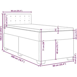 vidaXL Boxspringbett 90 x 200 cm Dunkelgrau