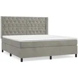 vidaXL Boxspringbett mit Matratze Hellgrau 160x200 cm Samt1389213