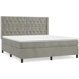 vidaXL Boxspringbett mit Matratze Hellgrau 160x200 cm Samt1389213