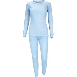 Thermounterwäsche Damen Set | Unterhemd + Unterhose | Innenfleece | Hellblau S