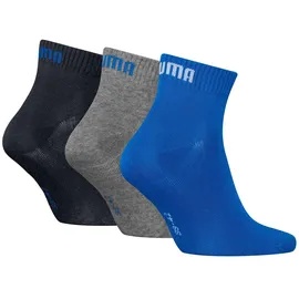 Puma Socken Quarter Plain 3er Pack Blau/Grau 39-42