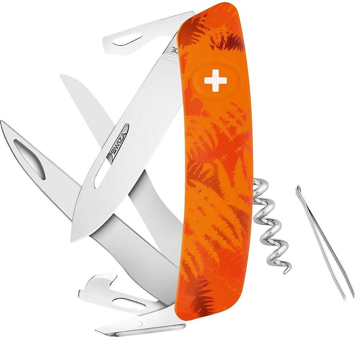 Swiza, Taschenmesser, Schweizer Messer D07, SCISSORS, Stahl 440, Schere, Sperre, orange Farn Anti-Rutsch-Schalen, 1
