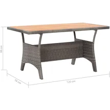 vidaXL Gartentisch 120 x 70 x 66 cm Grau