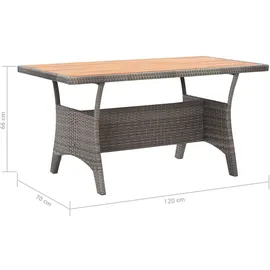 vidaXL Gartentisch 120 x 70 x 66 cm Grau