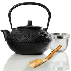 Bonvivre© Teekanne aus emailliertem Gusseisen 1,4 L - Tetsubin im japanischen Stil - idA1:A75eal für asiatische Teezeremonien