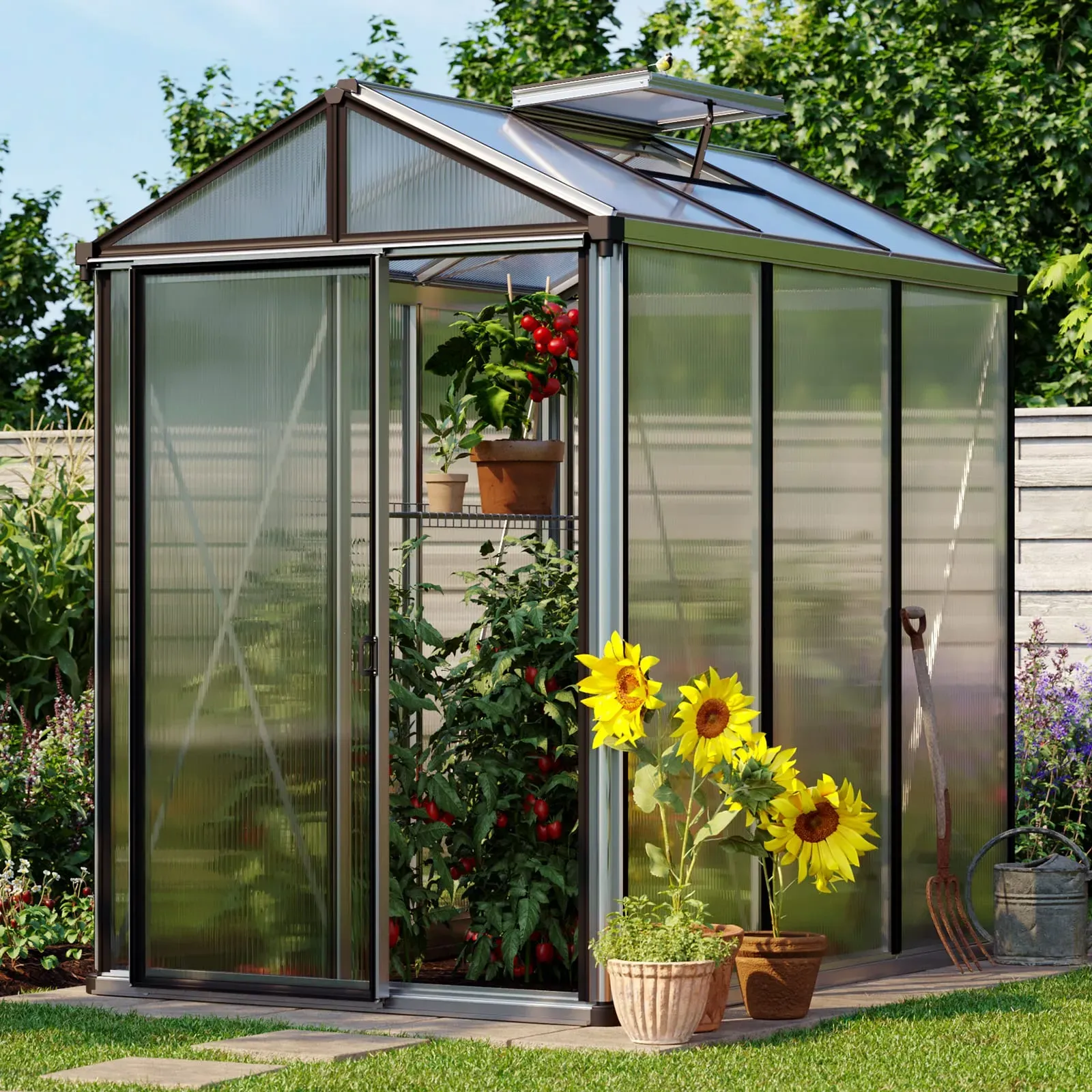 GFP Profi 161 x 235 cm Gewächshaus, Pulverbeschichtet Anthrazit, RAL 7016 | Aktionsset - Profi 2 - (GFPV00143)