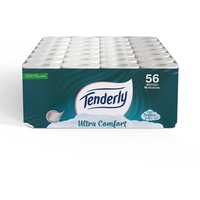 Tenderly Ultracomfort, 3-lagiges Toilettenpapier, 56 Rollen aus sehr weichem und reinem Toilettenpapier, dermatologisch getestet für empfindliche Haut, garantiert Komfort und Zartheit