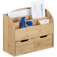 Relaxdays Schreibtisch-Organizer braun Bambus 6 Fächer 33,0 x 13,5 x 28,0 cm