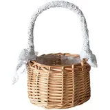 Aizuoni Blumenkorb Hochzeit, Blumenmädchen Korb, Korb Geflochten K-lein, Körbchen Geflochten, Körbchen Mit Hen-kel, Korb Blumenmädchen, Rattan Basket Decorative Storage Baskets Home Decor Centerpiece