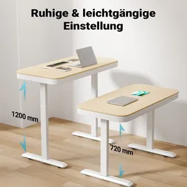 Wiltec Höhenverstellbarer Schreibtisch einmotorig Ladestation, Tischplatte Memory