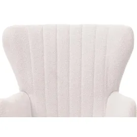 Mendler Lounge-Sessel HWC-K37 Bouclé 75 x 80 x 78 cm Weiß mit Kissen
