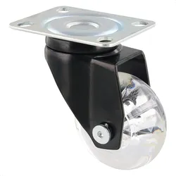 WAGNER Soft-Lenkrolle SKATER - Ø 50 mm, Stahl schwarz, transparent, Anschraubplatte, Tragkraft 40 kg - 03102501