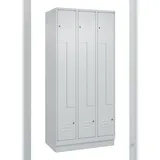 C+P Z-Spind Classic PLUS, Sockel, 6 Abteile, HxBxT 195x90x50cm, Zylinderschloss, Hellgrau/Hellgrau von PROREGAL