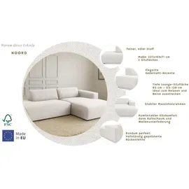 Home Affaire Ecksofa HOME AFFAIRE "Noord mit Kedernaht, Breite 227 cm, L-Form", beige (cream), B:227cm H:71cm T:161cm, 100% Polyester, Sofas, Ecksofa, Cord, Struktur, Webstoff, mit Wellenunterfederung, Massivholzrahmen