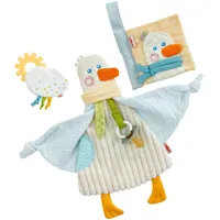 HABA 2012332001 - Baby-Spiel-Set Gans 3-in-1 (Greifling/Schmusetuch/Stoffbuch), Baby-Geschenkset