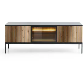 komodee Laval Lowboard 154x56x39 cm Schwarz/Eiche Wotan Metall/MDF/Spanplatte
