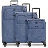 Redolz Essentials 12 THREE SET 4 Rollen Kofferset 3-teilig mit Dehnfalte blue 2