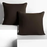 DecoKing 2 Kissenbezüge 80x80 cm Jersey 100% gekämmte Baumwolle Reißverschluss braun Amber