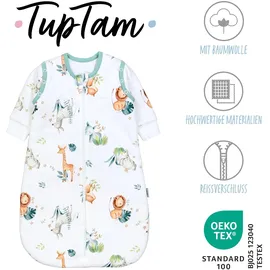 TupTam Schlafsack Baby 2.5 TOG Ganzjahresschlafsack mit abnehmbaren Ärmeln, Farbe: safari (löwe, giraffe, elefant), Größe: 80-86 - 80-86