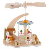 Fa. Volker Zenker Erzgebirgische Volkskunst Dregeno Erzgebirge - Pyramide Schneemann-Karussell für Teelichte