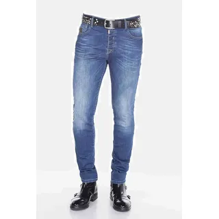 Regular-fit-Jeans CIPO & BAXX "Jeans", Herren, Gr. 30, Länge 34, blau, 94% Baumwolle, 4% Polyester, 2% Elasthan, unifarben, regular fit lang, Jeans, mit dezenter Waschung, CD-389