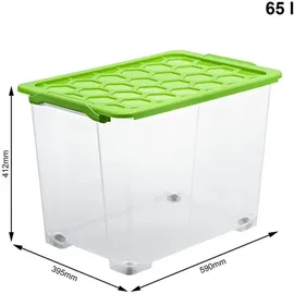 Rotho Aufbewahrungsbox EVO Safe mit Rollen und Deckel 65 L Mistletoe grün