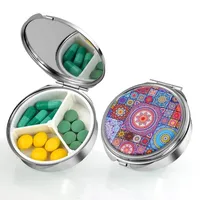 ACWOO Tablettenbox 7 Tage Morgens Abends, Medikamentenbox 7 tage 3 Fächer mit Spiegel, Pillendose Klein BPA Frei, Tablettenbox für Reise Tägliches (B)