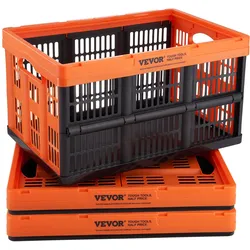 VEVOR 3er-Set 45L Profi Klappbox aus PP Transportbox Faltbarer Aufbewahrungsbox mit Handgriff Stapelbare Kisten Storage Box Faltboxen Stapelboxen für Aufbewahrung & Transport Orange