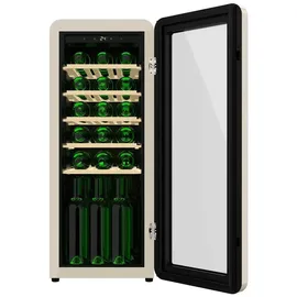 Cecotec Weinkühlschrank 24 Hit Beige. Beige mit LED-Steuerung, Temp. 5-20oC, NoFrost, Holzregale, Innenbeleuchtung, Belüftung