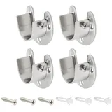 Ruidee 4 Stück Rundrohr Halterung 25mm Stangenhalterung U-förmiges Set Edelstahl Flansch Halterung für Kleiderstangen,Wäscheständer (FL/Silver/25MM)