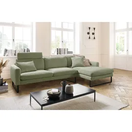 KAWOLA Ecksofa Ricarda Cord Recamiere links olivgrün