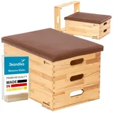 Skandika Vira Sprungkasten 3-teilig | Plyometrischer Sprungkasten aus massivem Holz, made in Germany, mit 3 Segmenten & Polsterung aus veganem Leder | Sprungkästen, Plyo Box, Sprungbox, Turnkasten