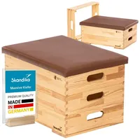Skandika Vira Sprungkasten 3-teilig | Plyometrischer Sprungkasten aus massivem Holz, made in Germany, mit 3 Segmenten & Polsterung aus veganem Leder | Sprungkästen, Plyo Box, Sprungbox, Turnkasten
