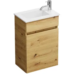 burgbad Lin20 Waschtischunterschrank mit Mineralguss-Waschtisch 42 cm, 1 Tür, links, Badmöbel,